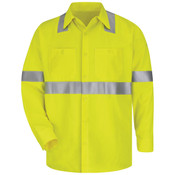 Bulwark Hi-Vis FR Long Sleeve Button Front Work Shirt in Hi-Vis Yellow